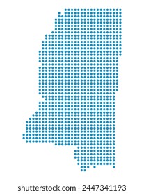 Map of Mississippi state from dots
