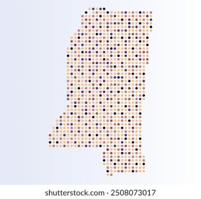 Map of Mississippi state from dots