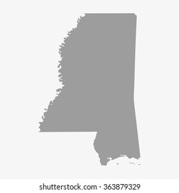 Map  of Mississippi State in gray on a white background