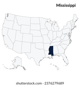 Map of Mississippi. Mississippi map. USA map