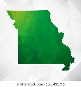 Map of Missouri - Green Geometric Rumpled Triangular , Polygonal Design For Your . Vector illustration eps 10.