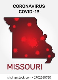 Karte des Zustands von Missouri und der Infektion mit Coronavirus