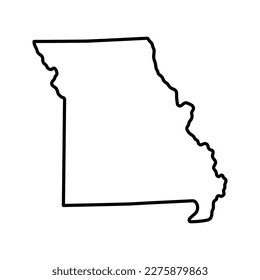 Map of Missouri is a state of United States. Editable stroke. Vector illustration.