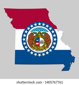 Map of Missouri is a state USA with flag. Vector Illustration