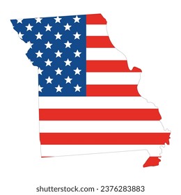 Map of Missouri with USA flag. USA map