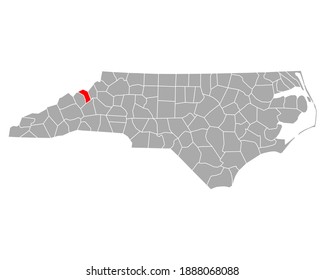 Map of Mitchell in North Carolina on white