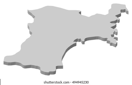 Map - Miyagi (Japan) - 3D-Illustration