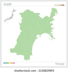 Mapa de Miyagi. Mapa de prefecturas en Japón
