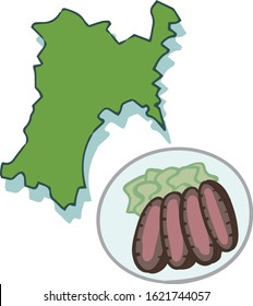 Map miyagi and specialties of Japan
