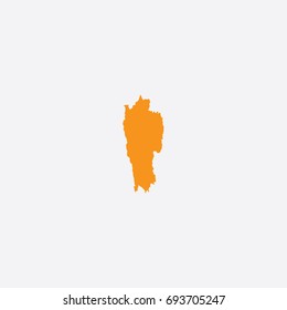 Map of Mizoram - India Vector Illustration Silhouette Design