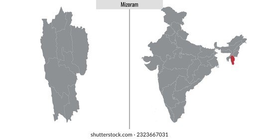 map of Mizoram state of India and location on Indian map