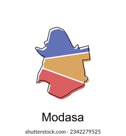 map of Modasa City modern outline, High detailed illustration vector Design Template