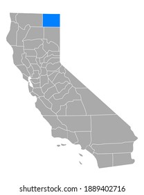 Map of Modoc in California on white