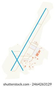 Map of Moi International Airport (Kenya). IATA-code: MBA. Airport diagram with runways, taxiways, apron, parking areas and buildings. Map Data from OpenStreetMap.