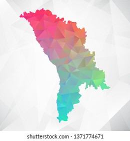 Map of Moldova. Colorful Geometric Rumpled Triangular , Polygonal Design For Your . Vector illustration eps 10.