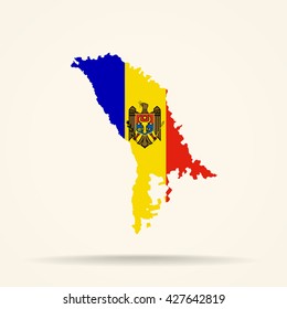 Map of Moldova in Moldova flag colors