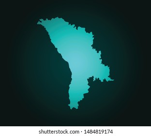 Map of Moldova green vector isolated on dark background. High detailed green vector map, Spain Moldova for your web site design map - Vector illustration eps 10. 