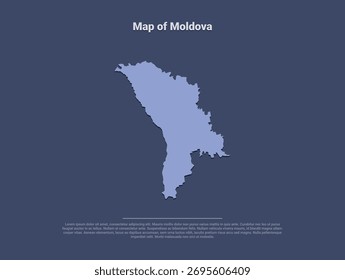  Mapa da Moldávia, minimalista vetor silhueta em azul suave sobre fundo escuro