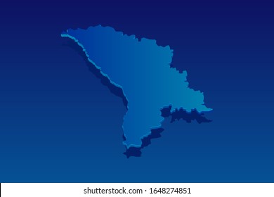 map of Moldova on blue background. Vector modern isometric concept greeting Card illustration eps 10.