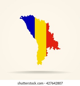 Map of Moldova in Romania flag colors