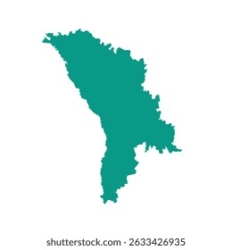 Map of Moldova, sign silhouette. World Map Globe. Vector Illustration isolated on white background. Europe continent.