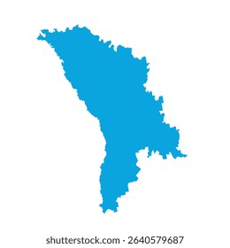 Map of Moldova, sign silhouette. World Map Globe. Vector Illustration isolated on white background. Europe continent.