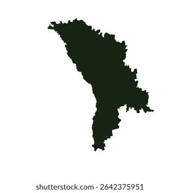 Map of Moldova, sign silhouette. World Map Globe. Vector Illustration isolated on white background. Europe continent.