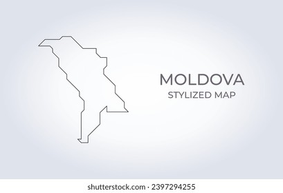 Map of Moldova in a stylized minimalist style. Simple illustration of the country map.