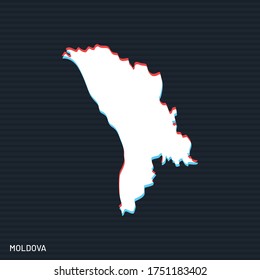 Map of Moldova Vector Design Template On Dark Background.