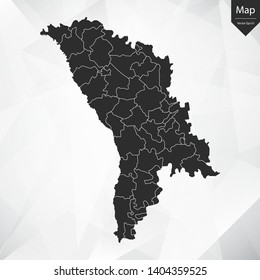 Map of Moldova , Vector illustration eps 10 on White Polygon Background.
