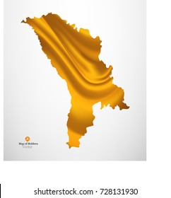Map of Moldova with yellow fabric draping background in vector.
