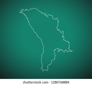Map of Moldova,Green map on dark background. Vector illustration eps 10.