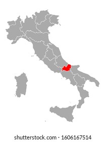 Map of Molise in Italy on white