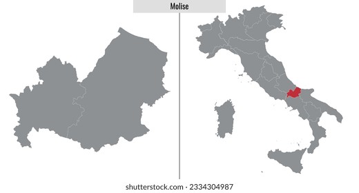 mapa de la provincia italiana de Molise y ubicación en el mapa italiano