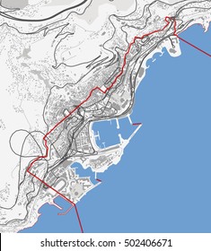 Map of Monaco city. Monte Carlo Roads