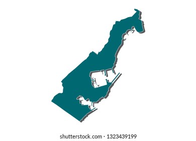 Map of Monaco, High detailed blue vector map - Monaco, blue map of Monaco. - Vector