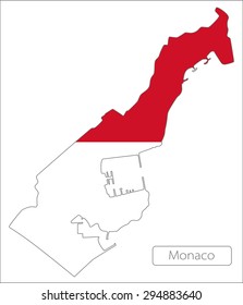 Map of Monaco with an official flag. Illustration on white background