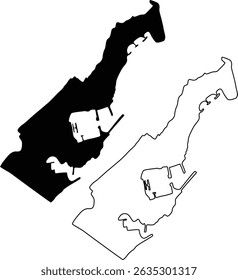 Map of Monaco Silhouette Flat and Outline Design