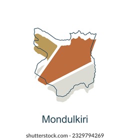 Map of Mondulkiri modern with outline illustration design template, province isolated cambodia map