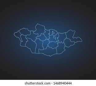 Map of Mongolia - Abstract mash line and point scales on circuit dark background. symbol for your web site design map logo, app, ui,Travel. Vector illustration eps 10.