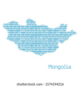 map of Mongolia from binary code vector illustration