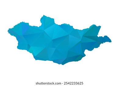 Map of Mongolia - Blue Polygonal Design For Your. Vector illustration eps 10.