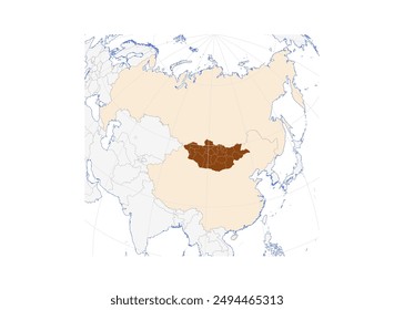 Karte der Mongolei in Ostasien: Detaillierte Abbildung des Countrys in Asien und seinen Nachbarländern