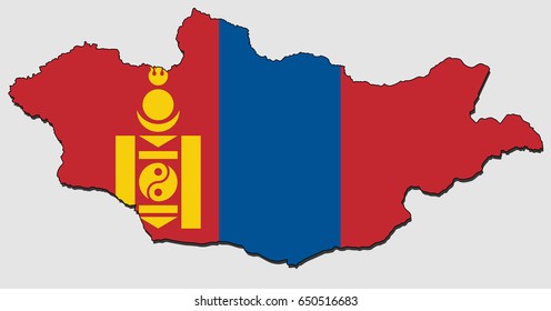 Map of Mongolia, Filled with the National Flag 