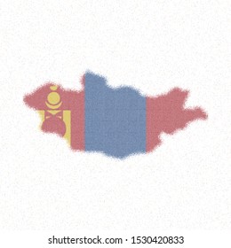 Map of Mongolia. Mosaic style map with flag of Mongolia. Shapely vector illustration.