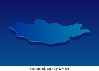 Karte der Mongolei auf blauem Hintergrund. Vektorillustration Modernes isometrisches Konzept Grußkartengrafik eps10.