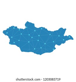 Map of Mongolia from Polygonal wire frame low poly mesh,Mongolia map Vector Illustration EPS10.