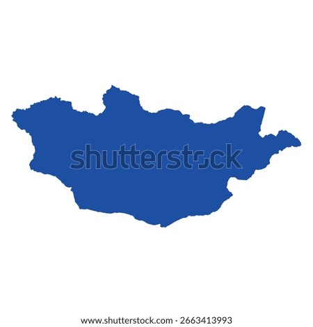 Map of Mongolia, sign silhouette. World Map Globe. Vector Illustration isolated on white background. Asian continent.