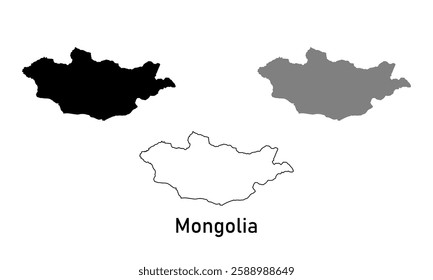 Map of mongolia. map in various style outline, black, and gray