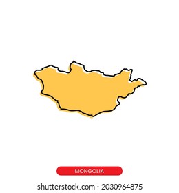 Map of Mongolia vector design template. Simple style with editable stroke.